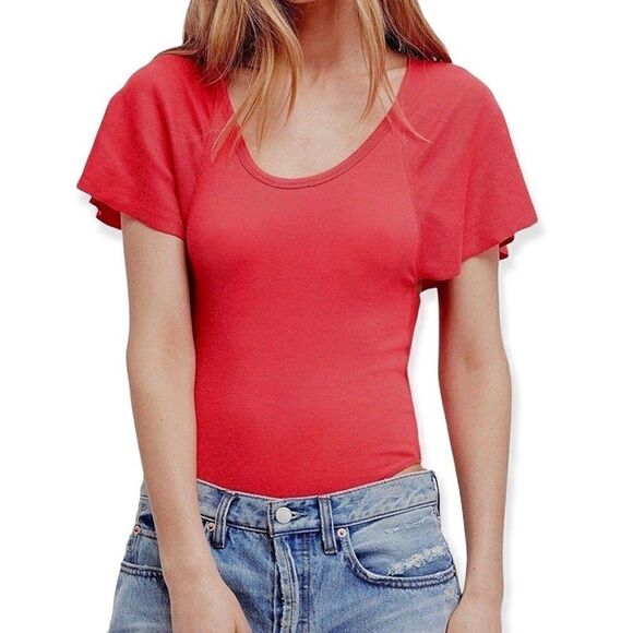 Intimately Free People Byron Ribbed Flutter Sleeves Bodysuit in the Size Small - Picture 12 of 16